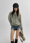 Garr Low Waist Damaged Denim Shorts