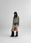 Garr Low Waist Damaged Denim Shorts