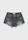 Garr Low Waist Damaged Denim Shorts