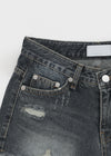 Garr Low Waist Damaged Denim Shorts