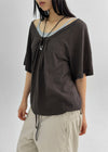 Dexa Stripe Balloon Deep U Neck Tee