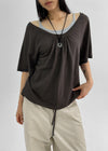 Dexa Stripe Balloon Deep U Neck Tee