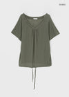 Dexa Stripe Balloon Deep U Neck Tee