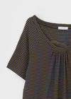 Dexa Stripe Balloon Deep U Neck Tee