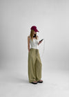 Mohin Button Stripe Strap Pants