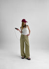Mohin Button Stripe Strap Pants