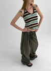 Lorit Stripe Strap Halter Sleeveless