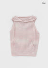 Relta Stripe Backless Halter Hooded Sleeveless