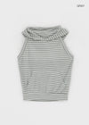 Relta Stripe Backless Halter Hooded Sleeveless