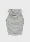 Relta Stripe Backless Halter Hooded Sleeveless
