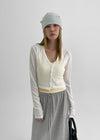 T-pila Stripe V-neck Crop Cardigan