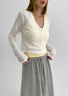 T-pila Stripe V-neck Crop Cardigan
