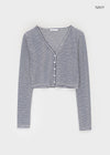 T-pila Stripe V-neck Crop Cardigan
