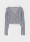 T-pila Stripe V-neck Crop Cardigan