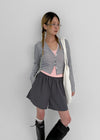 T-pila Stripe V-neck Crop Cardigan