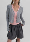 T-pila Stripe V-neck Crop Cardigan