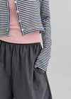 T-pila Stripe V-neck Crop Cardigan