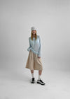Dalang Loose Fit Henley Neck Knit Long Sleeve T-shirt