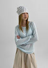 Dalang Loose Fit Henley Neck Knit Long Sleeve T-shirt