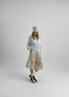 Dalang Loose Fit Henley Neck Knit Long Sleeve T-shirt