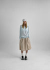 Dalang Loose Fit Henley Neck Knit Long Sleeve T-shirt