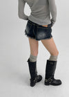 Shavern Cutting Denim Shorts