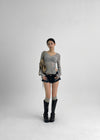 Shavern Cutting Denim Shorts