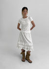 Folded frill banding midi skirt
