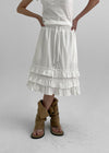 Folded frill banding midi skirt