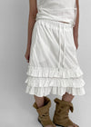 Folded frill banding midi skirt