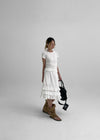 Folded frill banding midi skirt