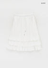 Folded frill banding midi skirt