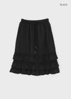 Folded frill banding midi skirt