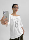 Bloop Off-shoulder Printed Short Sleeve T-shirt