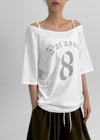Bloop Off-shoulder Printed Short Sleeve T-shirt