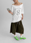 Bloop Off-shoulder Printed Short Sleeve T-shirt