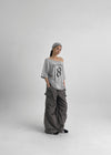 Bloop Off-shoulder Printed Short Sleeve T-shirt