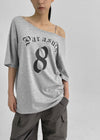 Bloop Off-shoulder Printed Short Sleeve T-shirt
