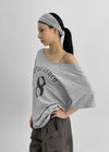 Bloop Off-shoulder Printed Short Sleeve T-shirt
