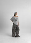 Bloop Off-shoulder Printed Short Sleeve T-shirt