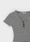 Telang Henley Neck Stripe Short Sleeve T-shirt