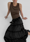 Ouni Nylon Cancan Flare Long Skirt