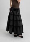 Ouni Nylon Cancan Flare Long Skirt