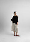 La Blue Linen Off Shoulder Short Sleeve T-shirt