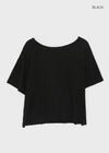 La Blue Linen Off Shoulder Short Sleeve T-shirt