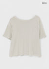 La Blue Linen Off Shoulder Short Sleeve T-shirt