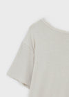 La Blue Linen Off Shoulder Short Sleeve T-shirt