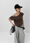 Limen Off-shoulder Short Sleeve T-shirt