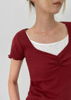 Pebel Square Neck Shirring Frill Short Sleeve T-shirt