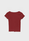 Pebel Square Neck Shirring Frill Short Sleeve T-shirt